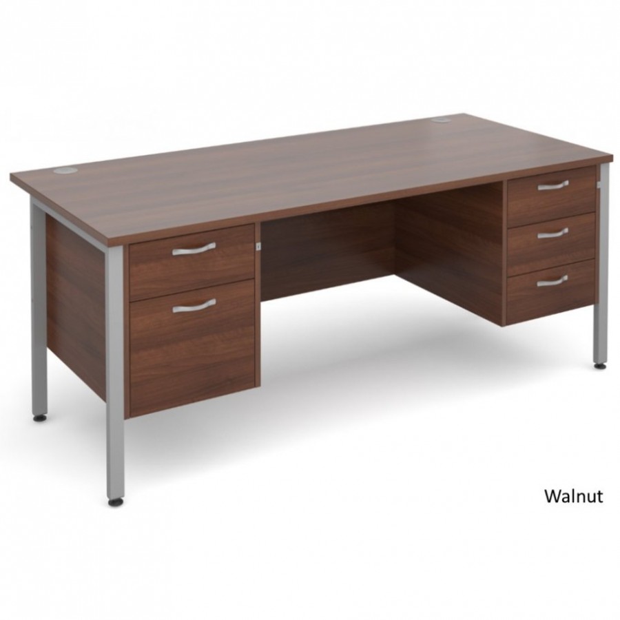 Maestro H Frame Straight Office Desk with 2 and 3 Drawer Pedestal